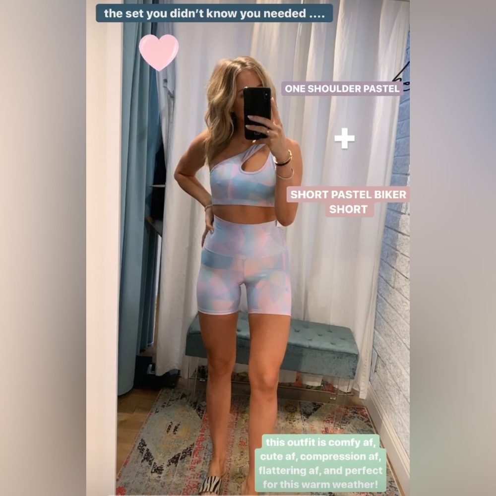 Lavaloka one shoulder bra bike shorts set